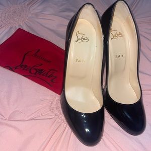 Christian Louboutin black patent Leather Fifille, Size 42, 100mm.